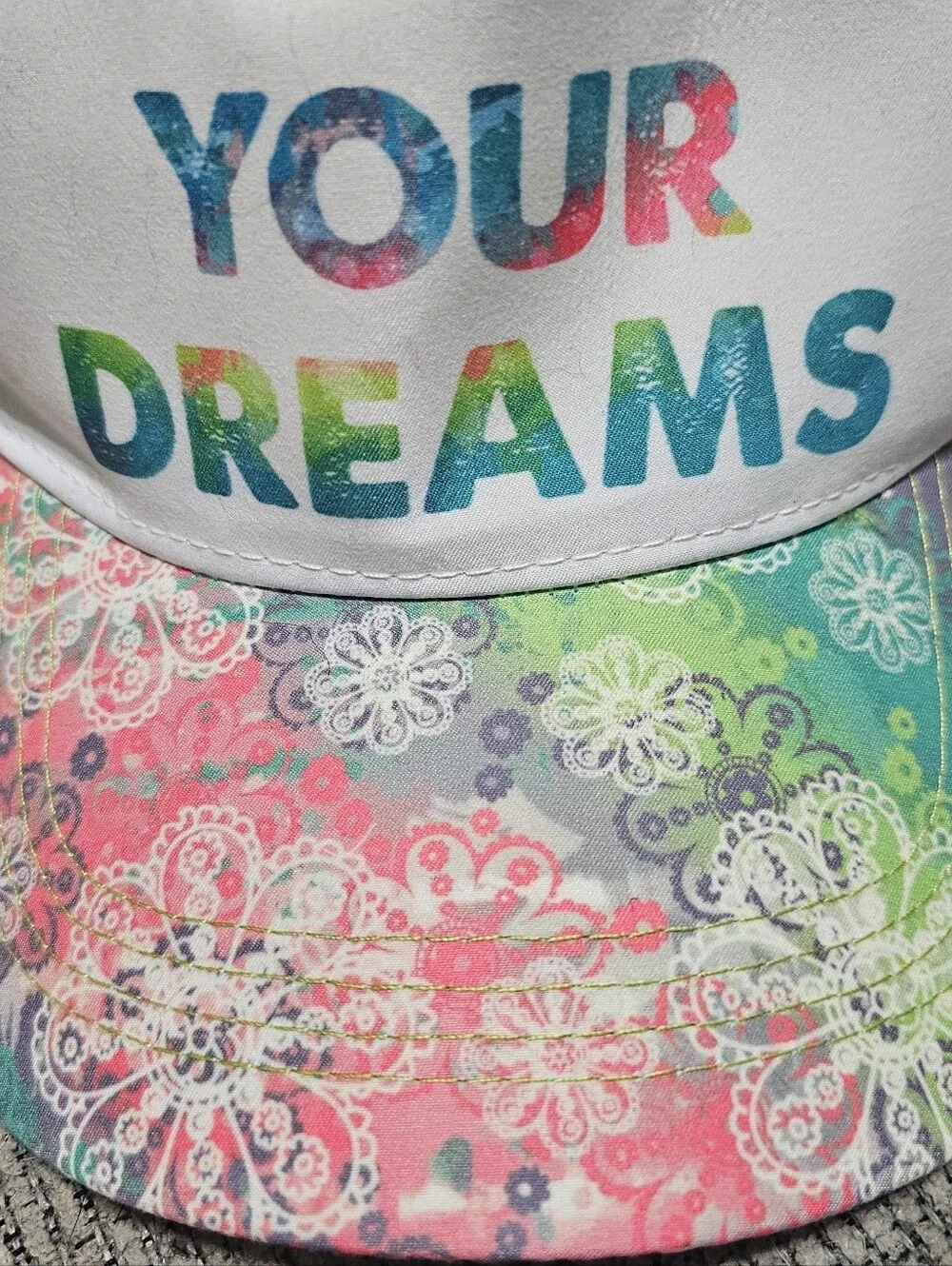 NWT Follow Your Dreams Colorful Mesh Trucker Hat